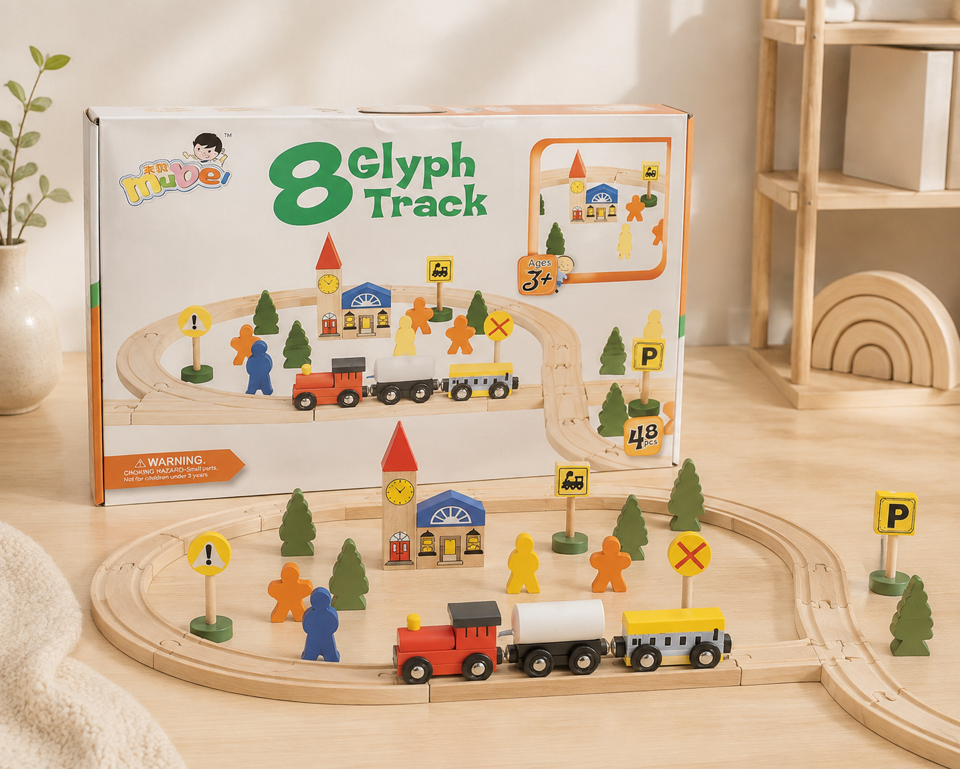 Tren de Madera Montessori 48 piezas