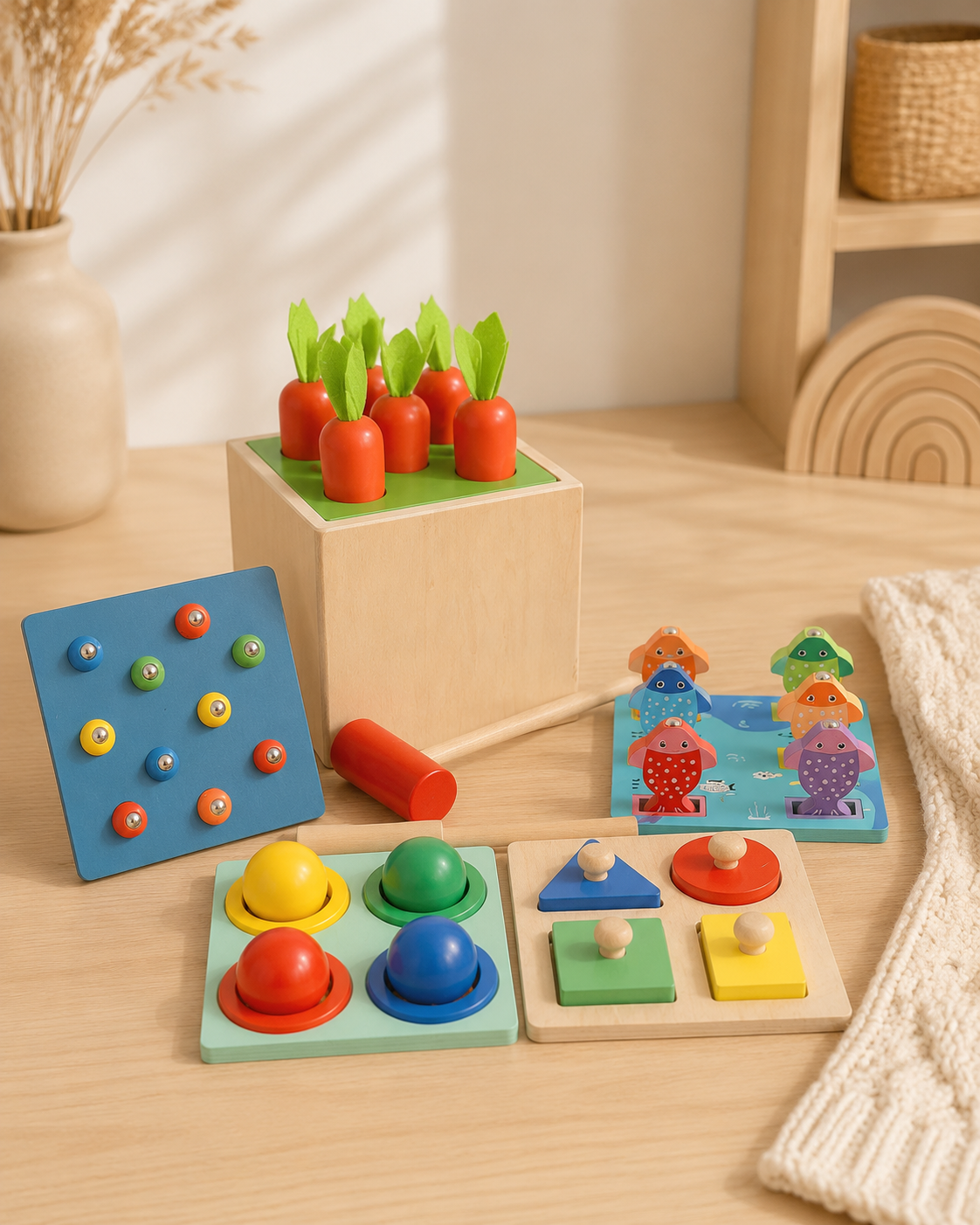 Set de Actividades Montessori de Madera 5 en 1