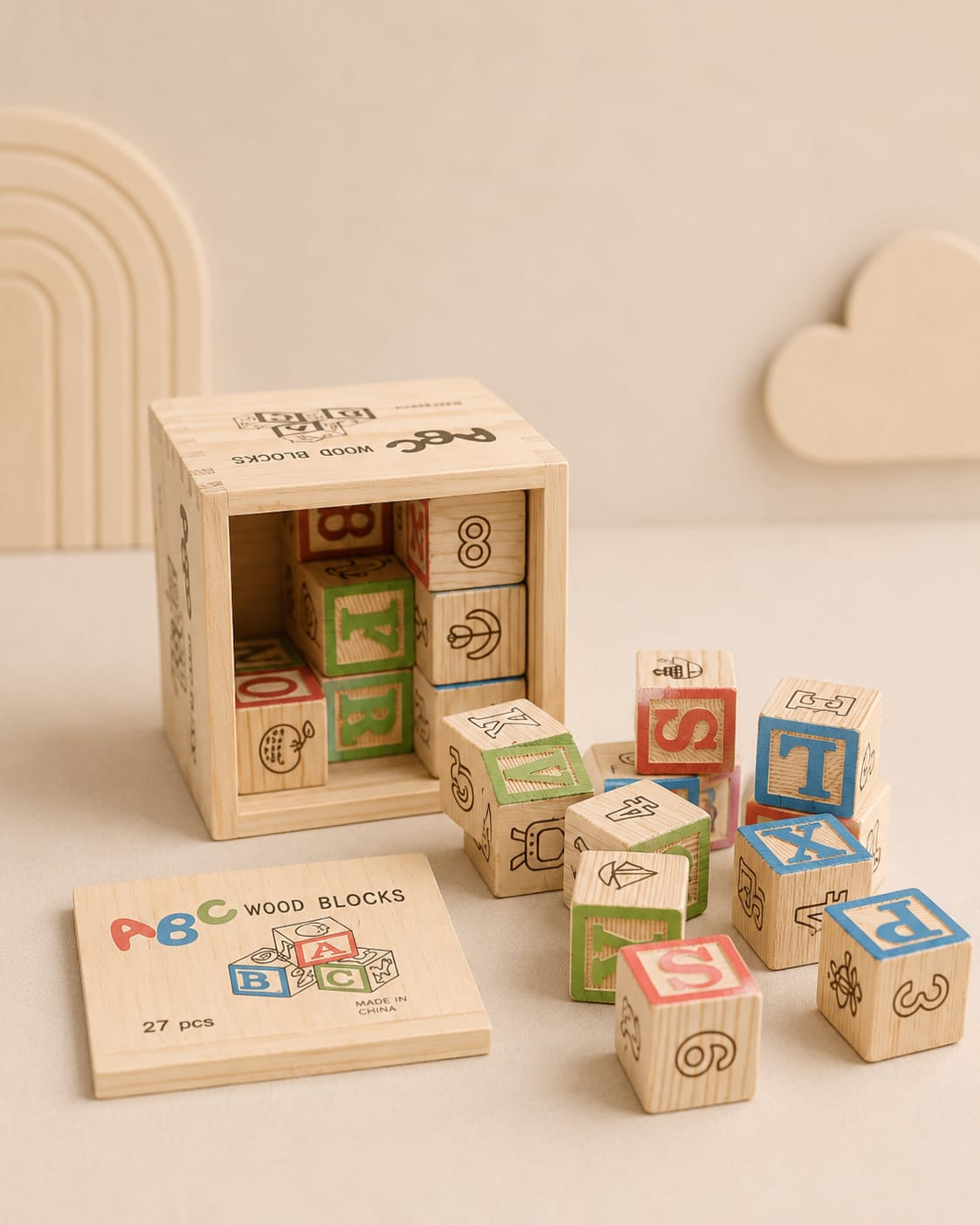 Cubos de Madera Educativos ABC